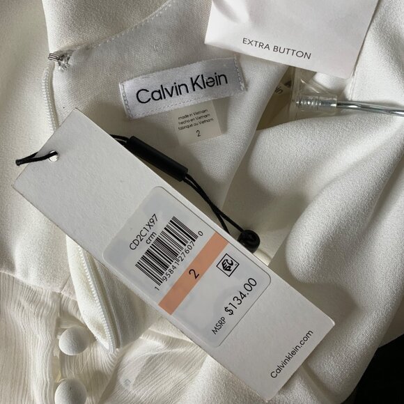 Calvin Klein White Sheath Dress Size 2 EUC - Picture 6 of 10